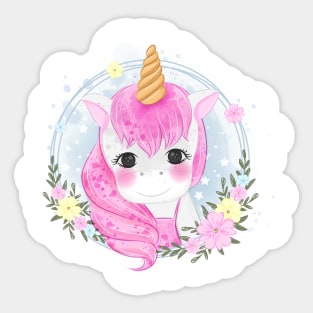 Cute Drawing Unicorn Sticker